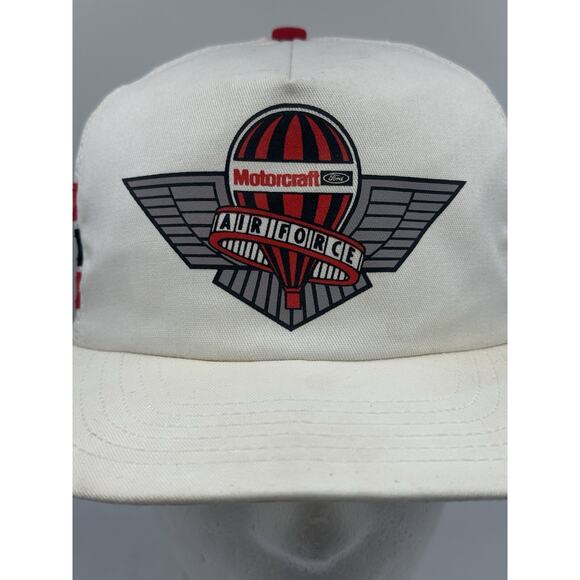 Vintage Ford Motorcraft Air Force 3 Stripe Snapback Hat Identity Tag USA Made - Picture 3 of 14